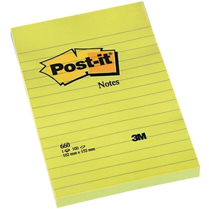 Post-it 3m - Post It Repositionnable Ligne 102x152 Jaune - Bloc De 100f pas cher