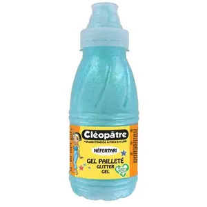 Comparateur de prix : Cléopâtre - Peinture - gel à base d'eau - bleu néon pailleté - 250 ml