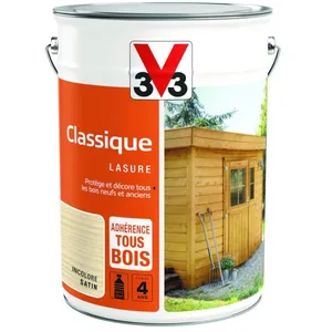 V33 Lasure Bois Extérieur Classique V33 Incolore Satin 5L pas cher
