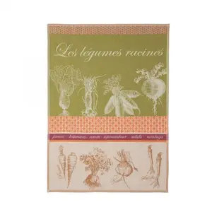 Coucke Torchon imprimé en jacquard de coton, LEGUMES RACINES VertVendu paramazon