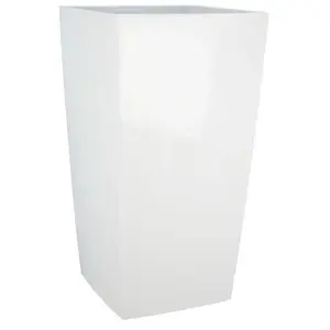 Comparateur de prix : Bac à fleurs carré RIVIERA NUANCE - Plastique - L38xP38xH69 cm - Blanc