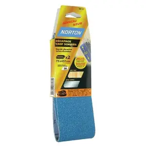 Comparateur de prix : Norton Bande abrasive - blue tech - lot de 2 - grain 36 - 75x457 mm