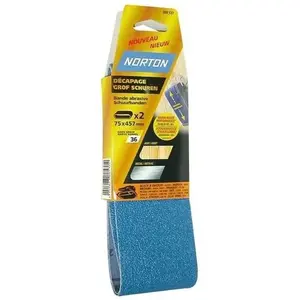 Comparateur de prix : Norton - Bande abrasive - blue tech - lot de 2 - grain 50 - 75x457 mm