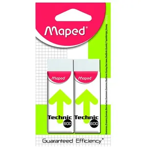 Gomme technique Maped Technic 600 avec fourreau carton Blanc - Blister de 2 GommesVendu paramazon