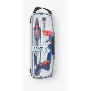 Comparateur de prix : Compas scolaire Maped - Coffret 3 pièces Stop System Rouge