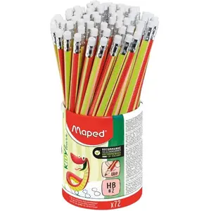 Comparateur de prix : Pot de 72 Crayons Graphites Embout Gomme pour Concentration - Maped - Crayons à Papier Kidy Learn