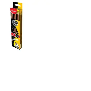 Maped 851724 - 12x crayons BLACK'PEPS B avec gomme - Noir/Orange pas cher