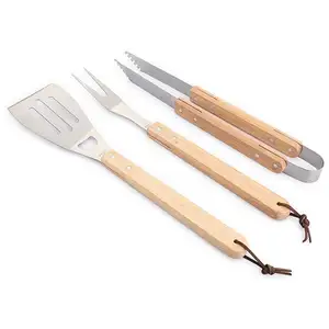 Set de 3 ustensiles à barbecue manches en bois à suspendre Pradel Exce... pas cher