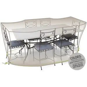 JARDIDECO Housse table rectangulaire + chaises 6-8 personnes cover air pas cher