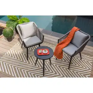 Comparateur de prix : JARDILINE Salon de jardin détente en aluminium et corde tressée gris Amorgos - 2 places -
