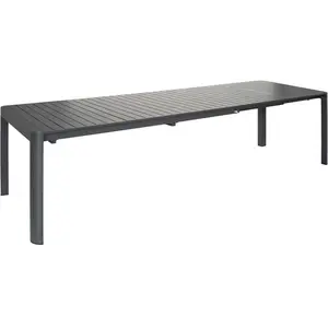 JARDILINE Table rectangulaire extensible 8/10/12 personnes - Anthracite - 180/240/300 x 100 x 76 cm