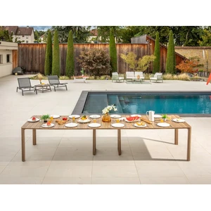 Table de jardin pliante extensible rectangulaire en aluminium effet bo...