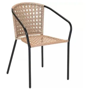 JARDILINE Fauteuil de jardin - Résine tressée/Acier - Noir/Naturel - COCOS pas cher