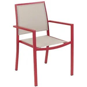 JARDILINE Fauteuil de jardin empilable - Aluminium - Terracota - SANTORIN pas cher