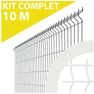 Kit Grillage Rigide Blanc 10M - jardimalin - Fil 4mm - 1,23 mètre