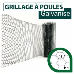 Grillage Triple Torsion Vert - Maille Hexa 13mm - Longueur 5m - 1 mètre
