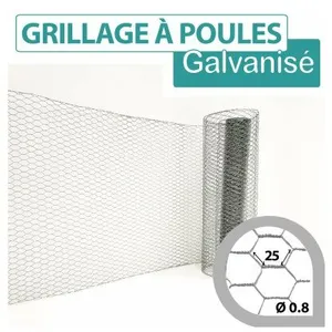 Grillage Triple Torsion Galvanisé - Maille Hexa 25mm - Longueur 10m - 1 mètre pas cher