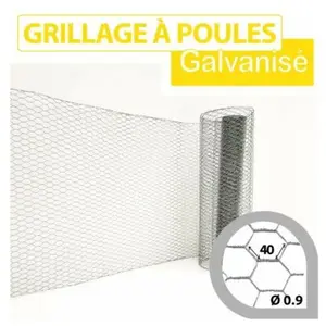 Cloture&jardin - Grillage Triple Torsion Galvanisé - Maille Hexa 40mm ...