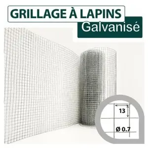 Grillage Soudé Galvanisé - Maille Carrée 13mm - Longueur 25m - 0,50 mè... pas cher