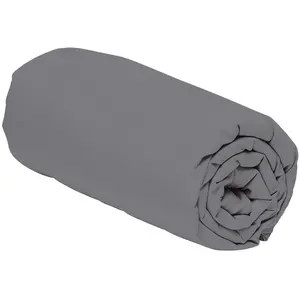 Home Collection - Drap housse 100% Percale de Coton gris 140x190 cm pas cher