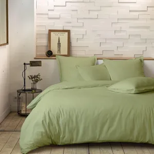 Housse de couette 240x260 cm + taies d'oreiller, percale 80 fils, Sauge pas cher