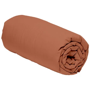 Drap housse percale de coton terracota 140x190 cm