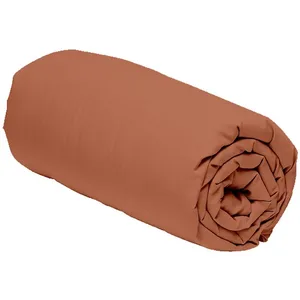 Drap Housse 160x200 + 30 cm 100% Percale de Coton 80 Fils Terracotta pas cher