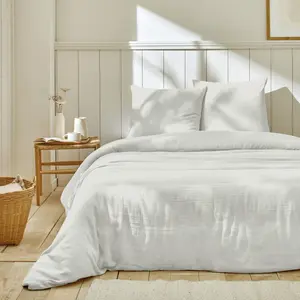 Parure de lit 220x240 cm gaze de coton ivoire PD19117