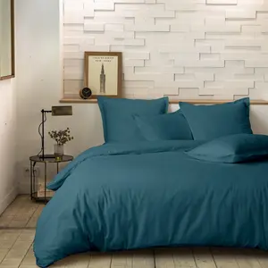 Parure housse de couette percale coton vert 240x220 cm pas cher