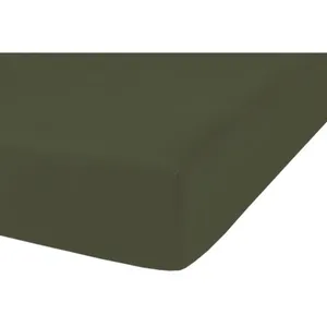 Home Collection - Drap Housse en percale de Coton vert 160x190 cm