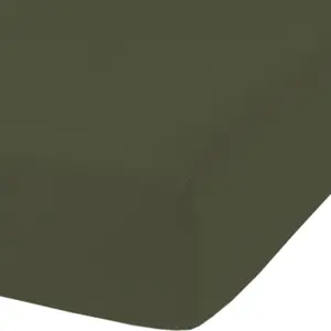 Drap housse en percale de coton kaki 140X190 cm pas cher
