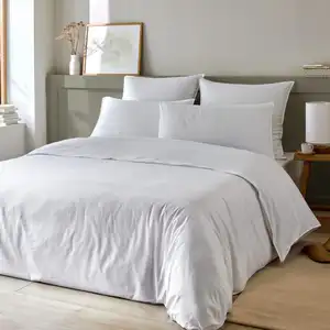 Parure housse de couette coton et bambou blanc 240x220 cm pas cher