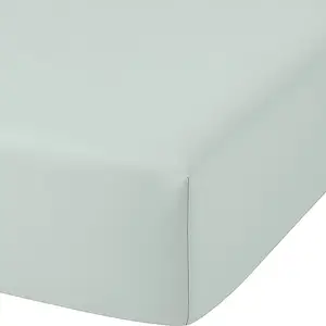 Home Collection - Drap Housse en Coton et Bambou vert 140x190 cm pas cher