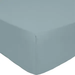 Drap housse, bonnet 30cm 100% percale de coton 80fils bleu 180 x 200 cm pas cher