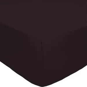 Home Collection - Drap housse 100% Percale de Coton noir 140x190 cm pas cher
