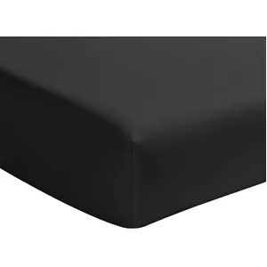 Drap housse, bonnet 30cm 100% percale de coton 80fils noir 180 x 200 cm pas cher