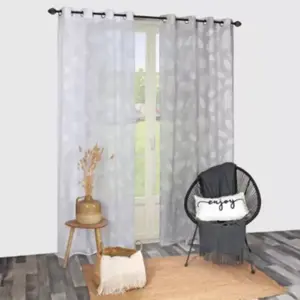 Voilage à oeillets imprimé gomme gris L.240 x l.140cm Dylrev pas cher