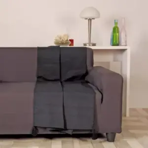 Atout Ciel Jeté de lit ou de canapé, 130x180cm, 70% Coton recyclé 30% Polyester, Gris Anthracite pas cher