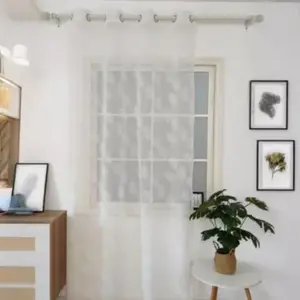 Voilage à oeillets imprimé feuillage blanc L.240 x l.140cm Dylrev pas cher