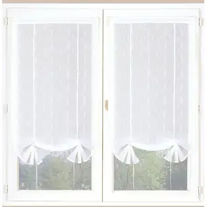 HomeMaison Paire de stores étamine fils coupés 90x200cms coloris blanc pas cher