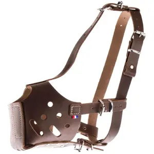 MARTIN SELLIER Muselière American Staff Terrier - Cuir - Marron - Mâle - Taille 2 pas cher