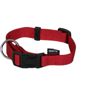 MARTIN SELLIER Colier chien rouge réglable en nylon sécurité d'ouverture 45 à 65cm pas cher