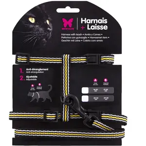 Set harnais et laisse pour chat trio Martin Sellier Noir TU 3004662 pas cher