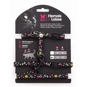 Set harnais et laisse pour chat Martin Sellier Noir TU 3005018 pas cher