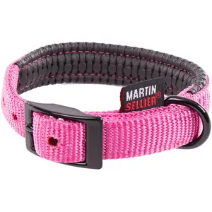 Collier confort nylon pour chien Martin Sellier 16-35 Rose S 3006935 pas cher