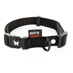 Collier réglable nylon pour chien Martin Sellier 16-30/45 Noir S 3005944 pas cher