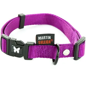 Martin Sellier - Collier en nylon mauve réglable Martin Sellier 30-45 cm pas cher