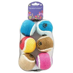 MARTIN SELLIER Jouet Chien - Filet de 6 balles de tennis colorées - Ø 6,5 cm pas cher