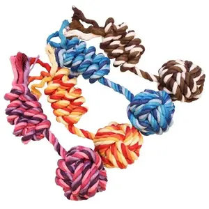 Martin Sellier Balle et corde en coton pour chien x1 - 25 cm - coloris aléatoire