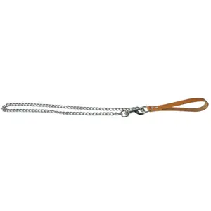 Comparateur de prix : Laisse pour chien en chaine croute de cuir Martin Sellier Marron 12 cm...